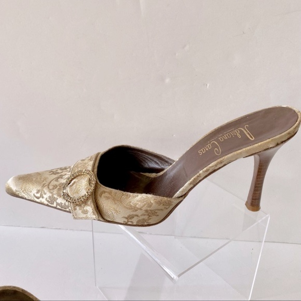 Adriana Caras heels jacquard fabric jeweled 40 10